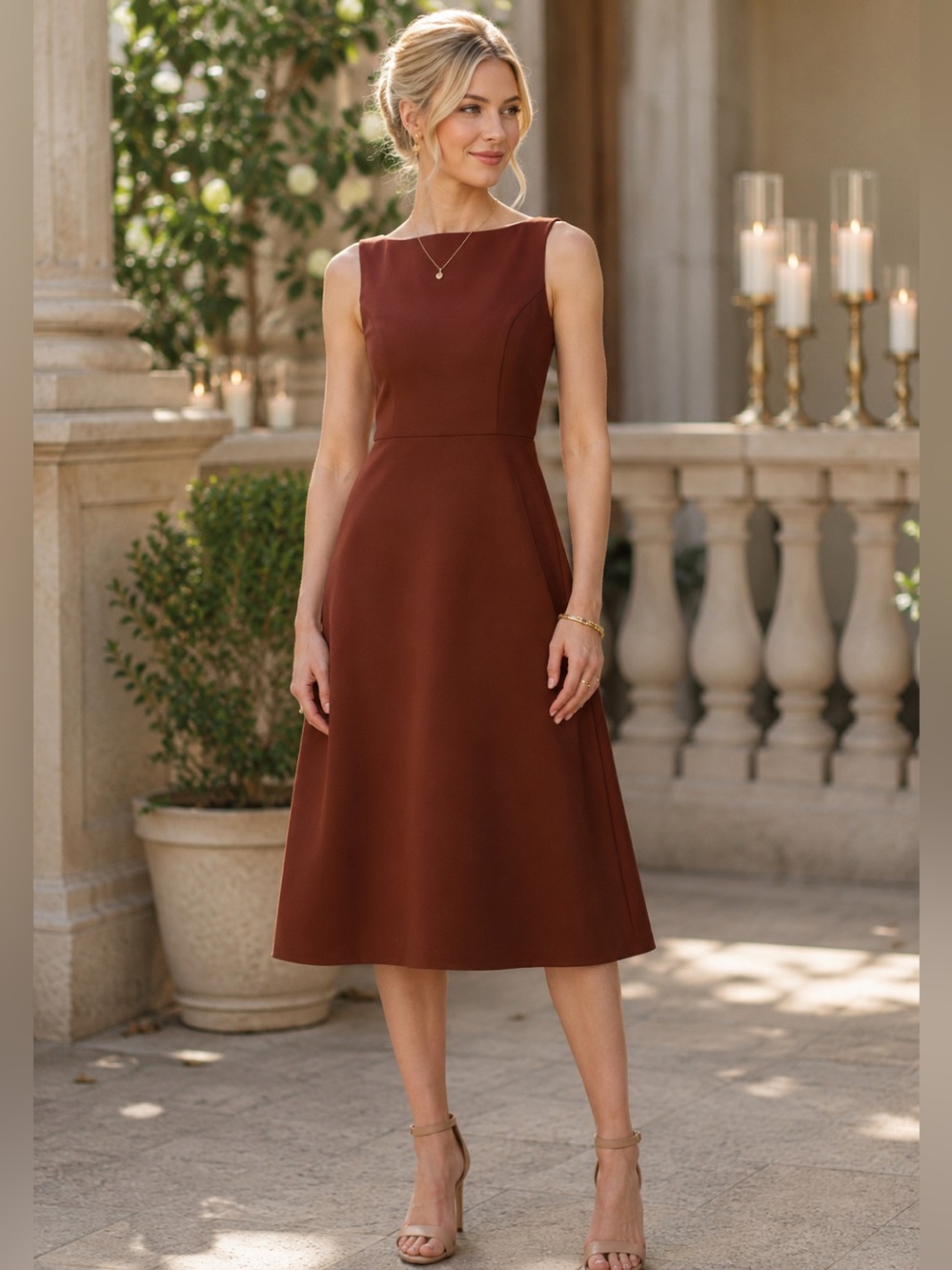 Women's Sleeveless Tailored Midi Dress